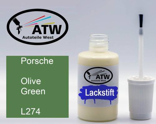 Porsche, Olive Green, L274: 20ml Lackstift, von ATW Autoteile West.